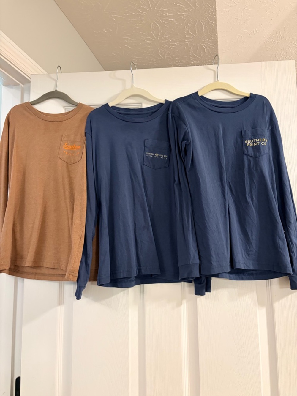 Kids' Long-Sleeve Pocket Tee - Navy & Brown by Southern Point Co.
